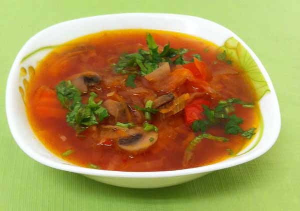 Борщ постный, c грибами.